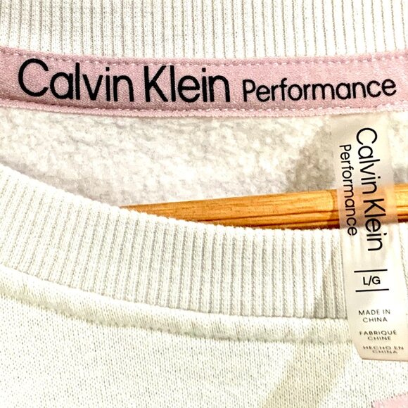 Calvin Klein Oversized Mirror Logo Cropped Sweatshirt Spell Out L Long Sleeve - Picture 5 of 10